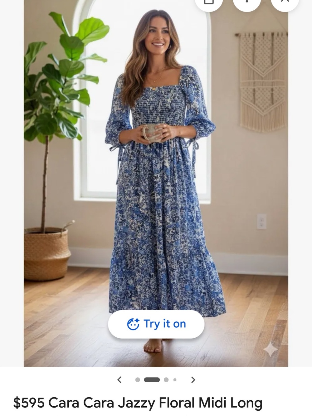 Cara Cara Blue and White Floral Smocked Dress